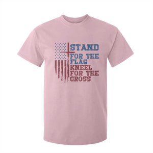 Stand For The Flag Kneel For The Cross T Shirt For Kid Cross US Flag American Patriotic Christian Faith 4th of July TS10 Light Pink Print Your Wear
