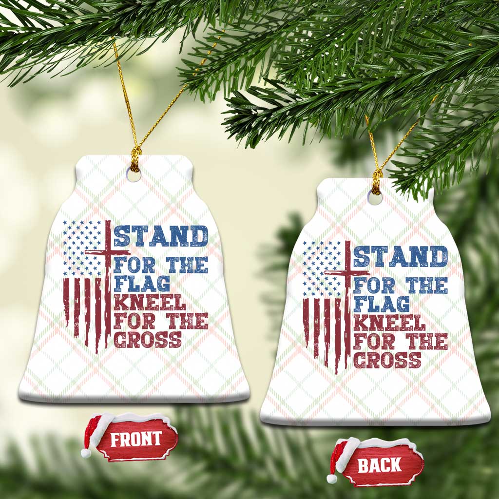 Stand For The Flag Kneel For The Cross Ceramic Ornament Cross US Flag American Patriotic Christian Faith 4th of July TS10 Print Your Wear