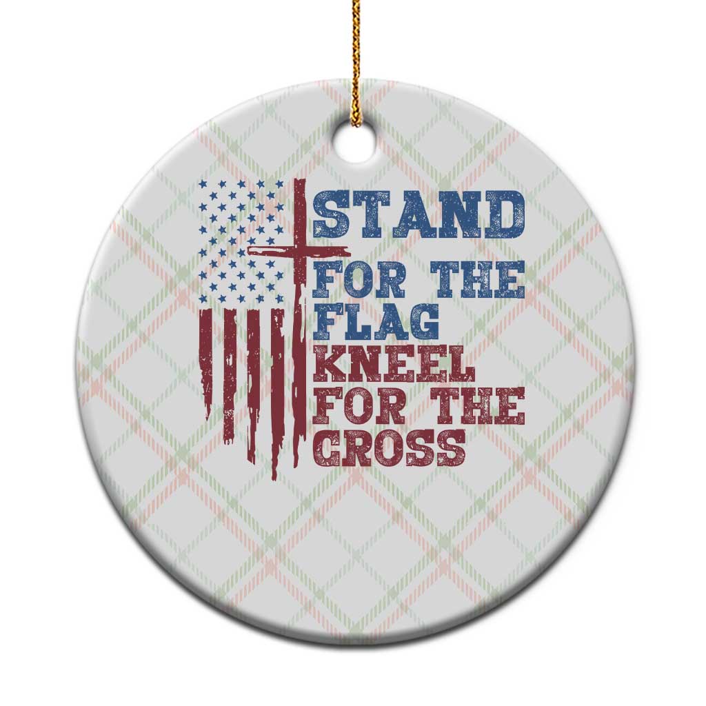 Stand For The Flag Kneel For The Cross Ceramic Ornament Cross US Flag American Patriotic Christian Faith 4th of July TS10 1pc Christmas Plaid Print Your Wear