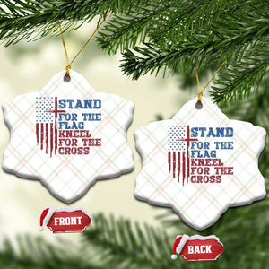 Stand For The Flag Kneel For The Cross Ceramic Ornament Cross US Flag American Patriotic Christian Faith 4th of July TS10 Print Your Wear