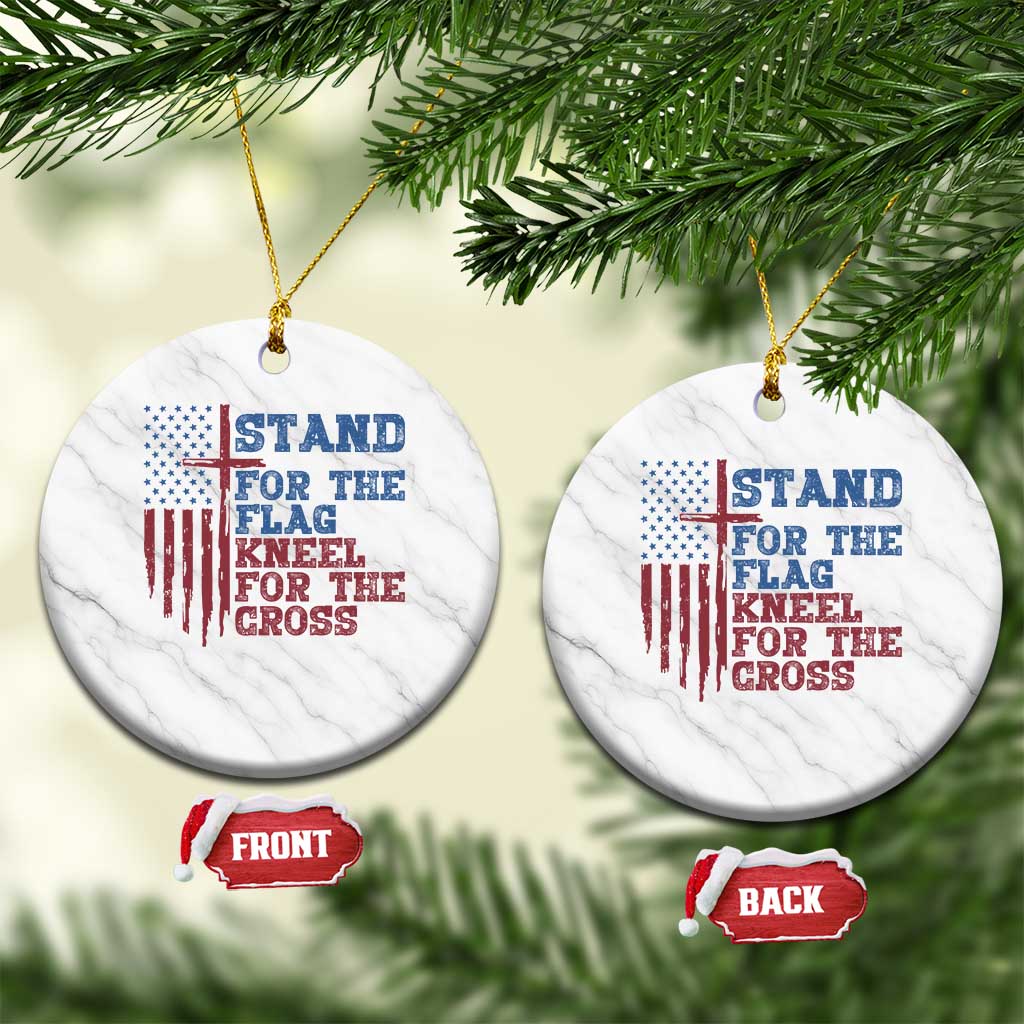 Stand For The Flag Kneel For The Cross Ceramic Ornament Cross US Flag American Patriotic Christian Faith 4th of July TS10 1pc White Marble Print Your Wear
