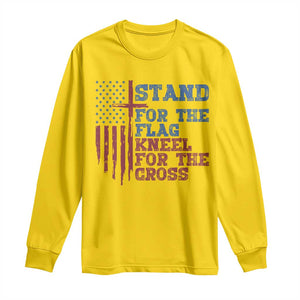 Stand For The Flag Kneel For The Cross Long Sleeve Shirt Cross US Flag American Patriotic Christian Faith 4th of July TS10 Daisy Print Your Wear