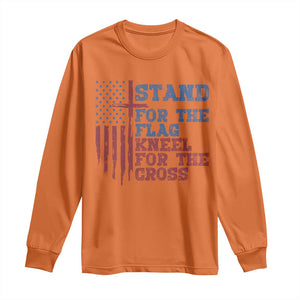 Stand For The Flag Kneel For The Cross Long Sleeve Shirt Cross US Flag American Patriotic Christian Faith 4th of July TS10 Orange Print Your Wear