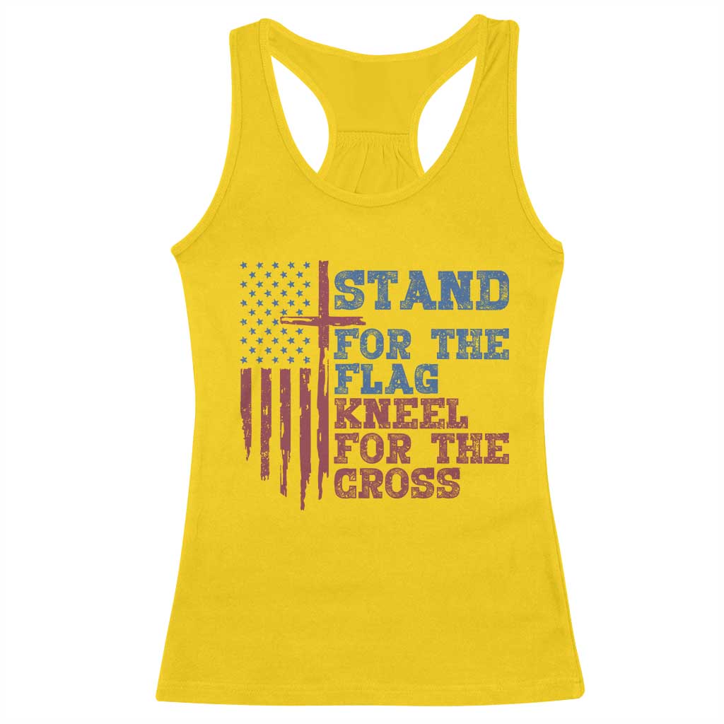 Stand For The Flag Kneel For The Cross Racerback Tank Top Cross US Flag American Patriotic Christian Faith 4th of July TS10 Daisy Print Your Wear