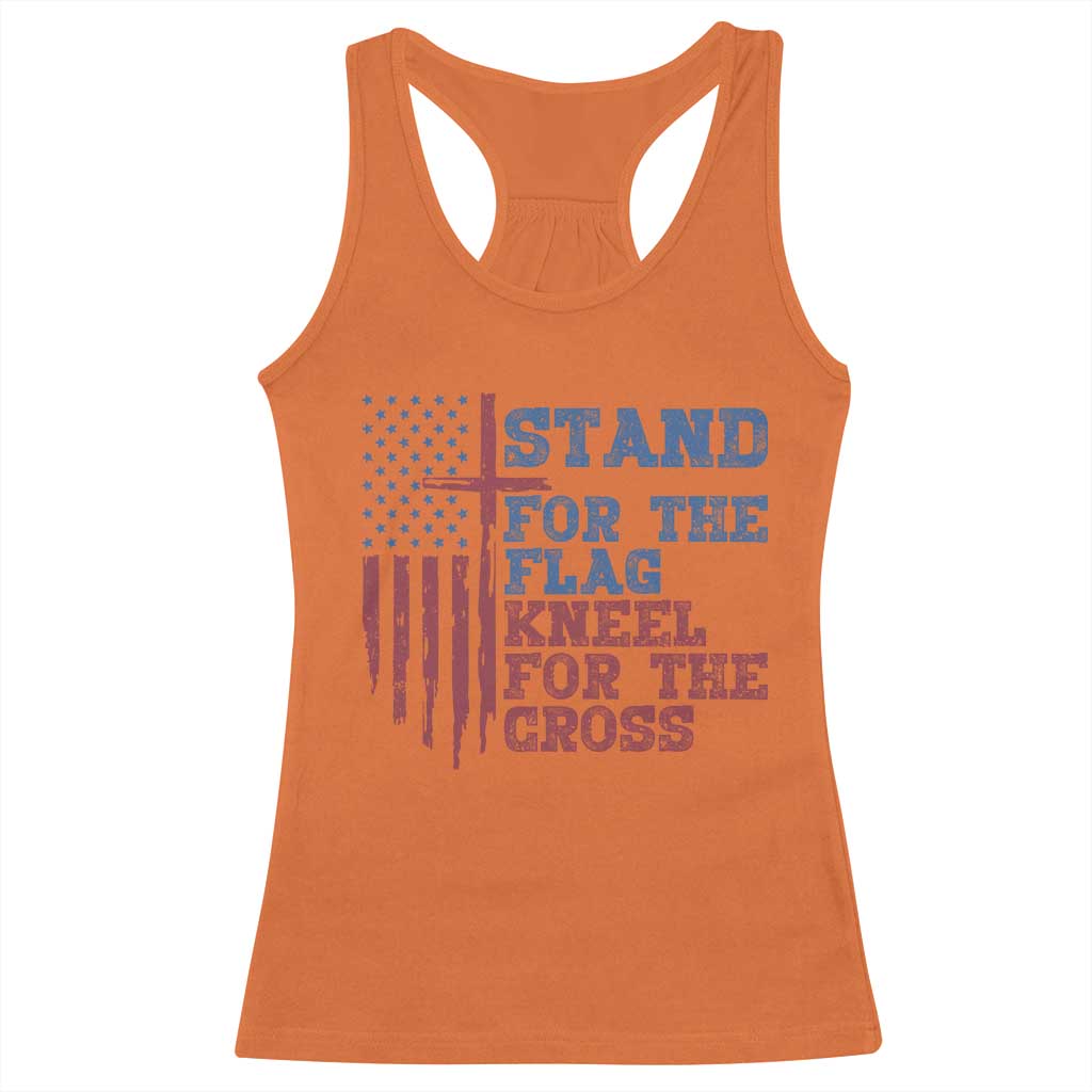 Stand For The Flag Kneel For The Cross Racerback Tank Top Cross US Flag American Patriotic Christian Faith 4th of July TS10 Orange Print Your Wear