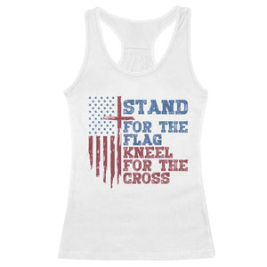 Stand For The Flag Kneel For The Cross Racerback Tank Top Cross US Flag American Patriotic Christian Faith 4th of July TS10 White Print Your Wear