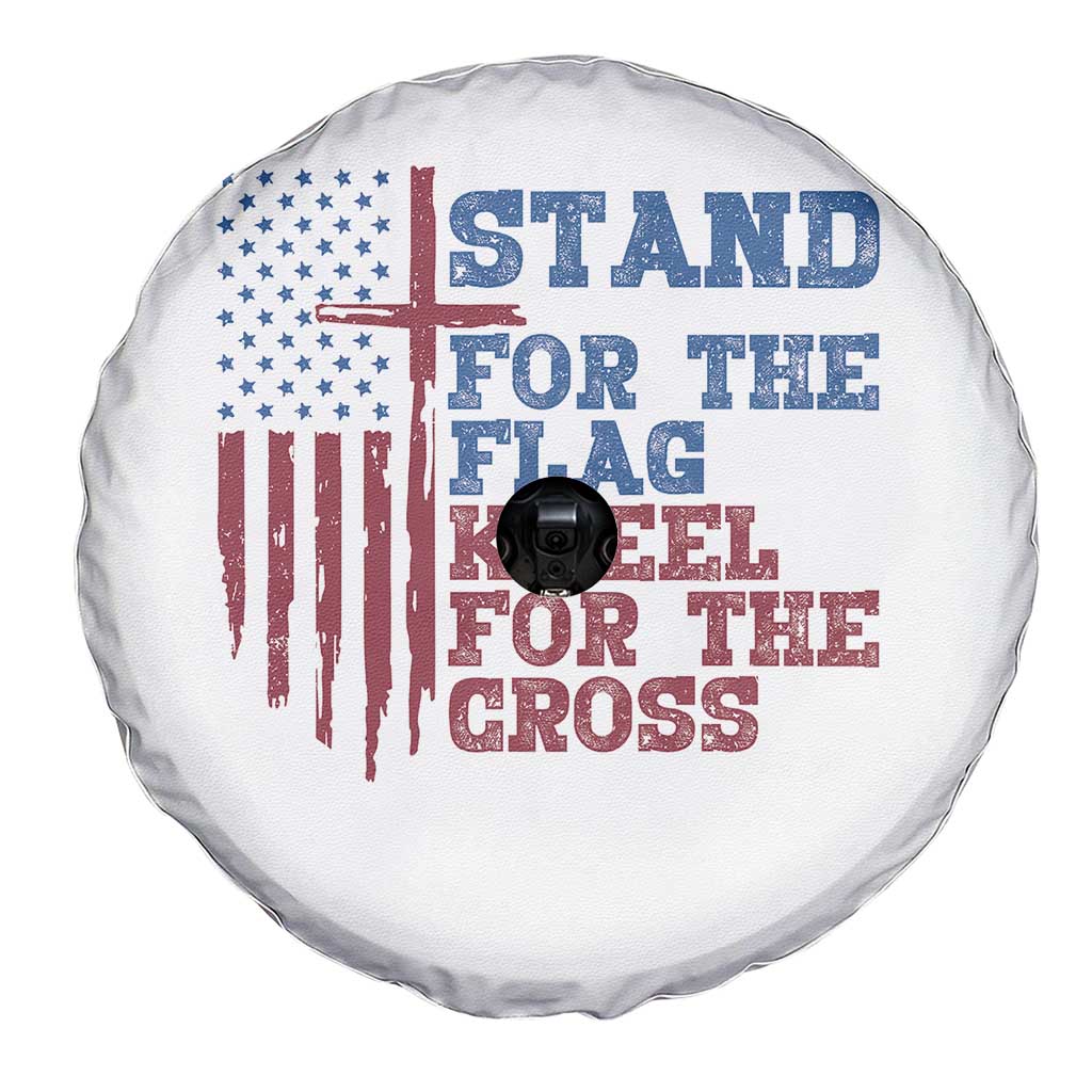 Stand For The Flag Kneel For The Cross Spare Tire Cover Cross US Flag American Patriotic Christian Faith 4th of July TS10 Print Your Wear