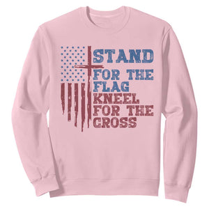 Stand For The Flag Kneel For The Cross Sweatshirt Cross US Flag American Patriotic Christian Faith 4th of July TS10 Light Pink Print Your Wear