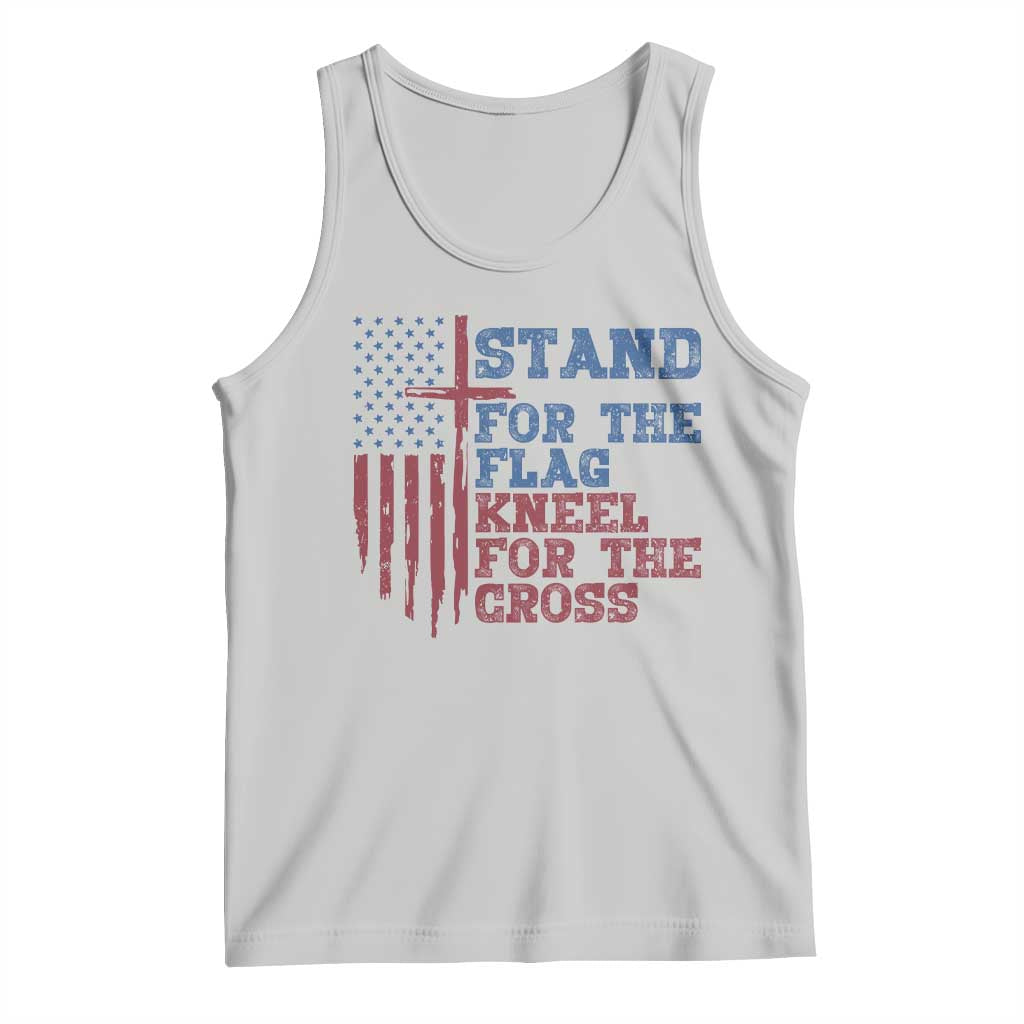 Stand For The Flag Kneel For The Cross Tank Top Cross US Flag American Patriotic Christian Faith 4th of July TS10 Ash Print Your Wear