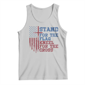 Stand For The Flag Kneel For The Cross Tank Top Cross US Flag American Patriotic Christian Faith 4th of July TS10 Ash Print Your Wear
