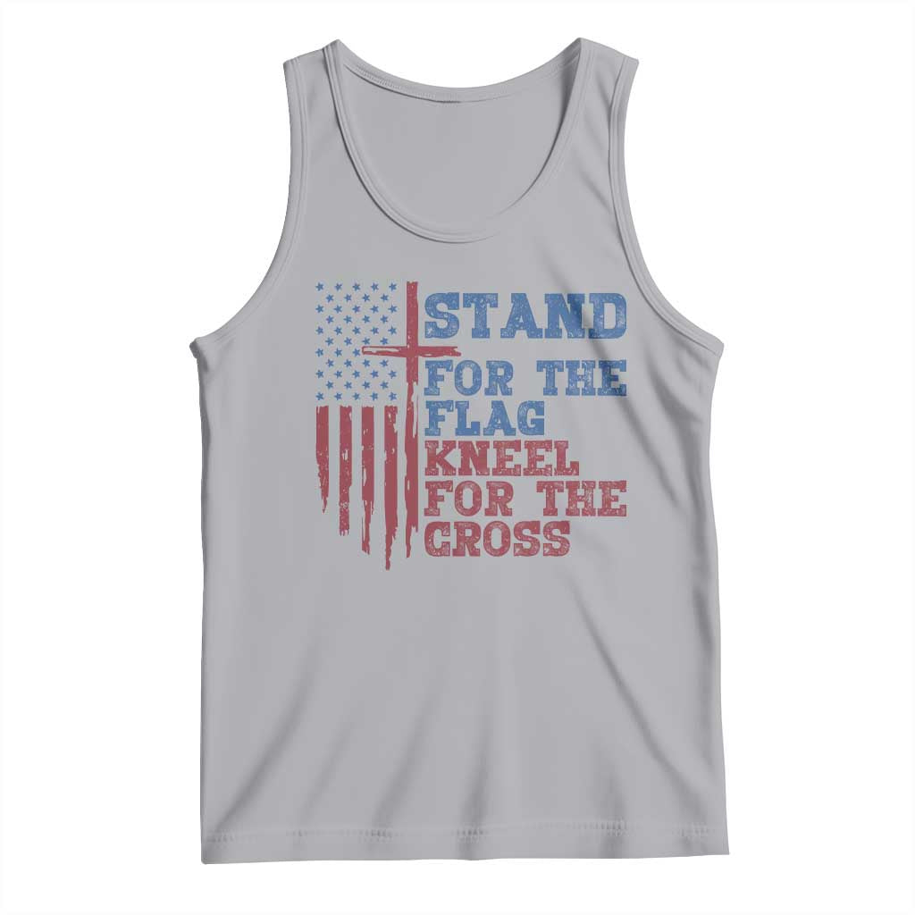 Stand For The Flag Kneel For The Cross Tank Top Cross US Flag American Patriotic Christian Faith 4th of July TS10 Athletic Heather Print Your Wear