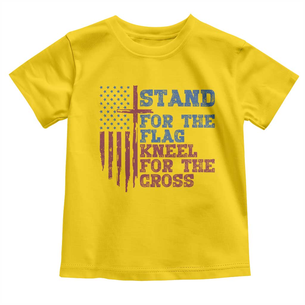Stand For The Flag Kneel For The Cross Toddler T Shirt Cross US Flag American Patriotic Christian Faith 4th of July TS10 Daisy Print Your Wear