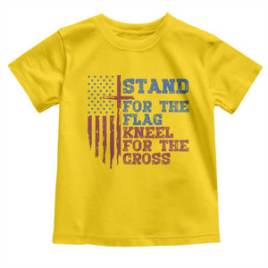 Stand For The Flag Kneel For The Cross Toddler T Shirt Cross US Flag American Patriotic Christian Faith 4th of July TS10 Daisy Print Your Wear