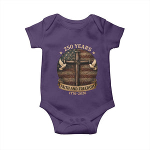 250 Years America Baby Onesie 250th Birthday 4th Of July Independence Day Faith Freedom TS10 Purple Print Your Wear