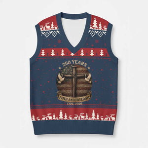 250 Years America V-Neck Knit Sweater Vest 250th Birthday 4th Of July Independence Day Faith Freedom TS10 Navy Red Print Your Wear