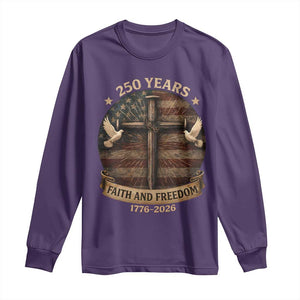 250 Years America Long Sleeve Shirt 250th Birthday 4th Of July Independence Day Faith Freedom TS10 Purple Print Your Wear