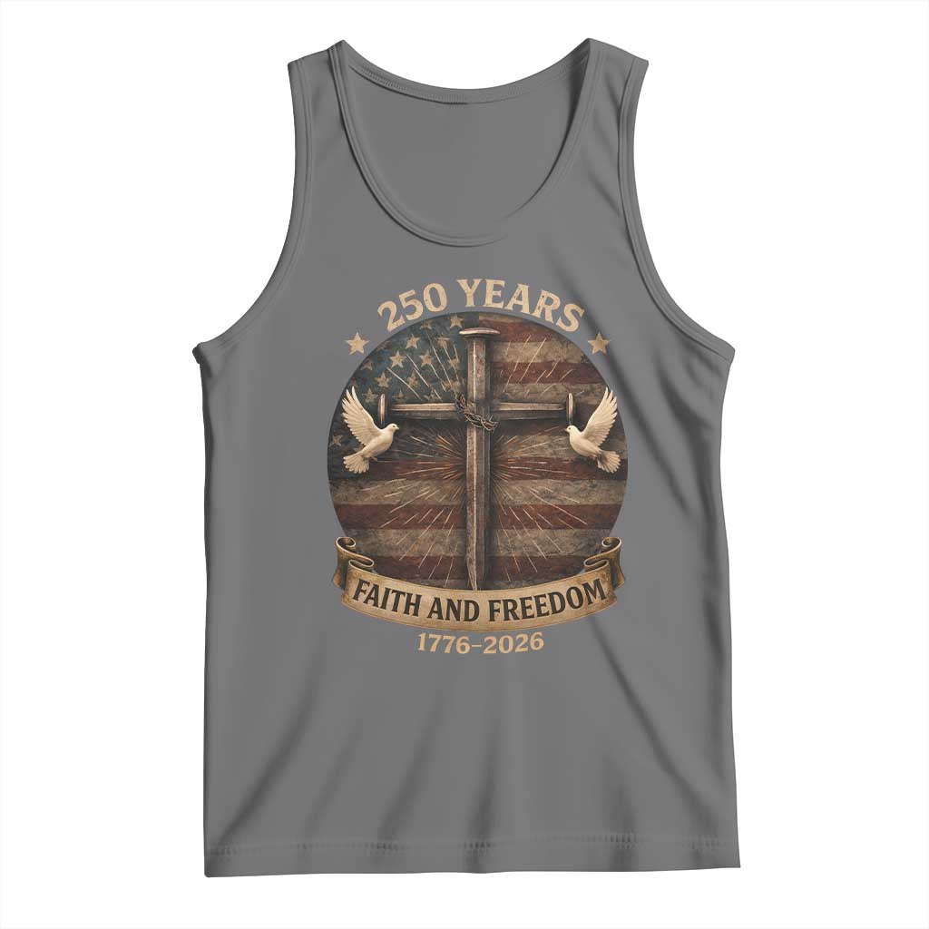250 Years America Tank Top 250th Birthday 4th Of July Independence Day Faith Freedom TS10 Black Heather Print Your Wear