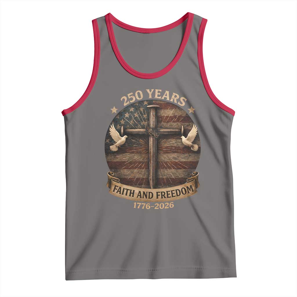 250 Years America Tank Top 250th Birthday 4th Of July Independence Day Faith Freedom TS10 Deep Heather Red Print Your Wear