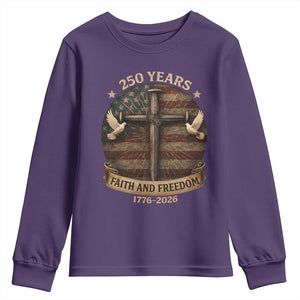 250 Years America Youth Sweatshirt 250th Birthday 4th Of July Independence Day Faith Freedom TS10 Purple Print Your Wear