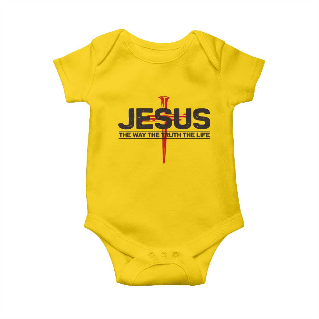 Jesus Christ Baby Onesie The Way Truth Life Cross Nails Faith In God Christian TS10 Daisy Print Your Wear