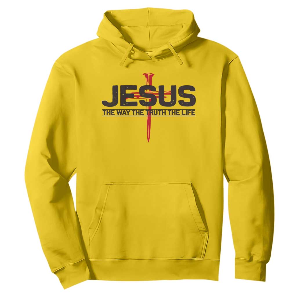Jesus Christ Hoodie The Way Truth Life Cross Nails Faith In God Christian TS10 Daisy Print Your Wear