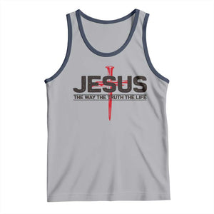 Jesus Christ Tank Top The Way Truth Life Cross Nails Faith In God Christian TS10 Athletic Heather Navy Print Your Wear