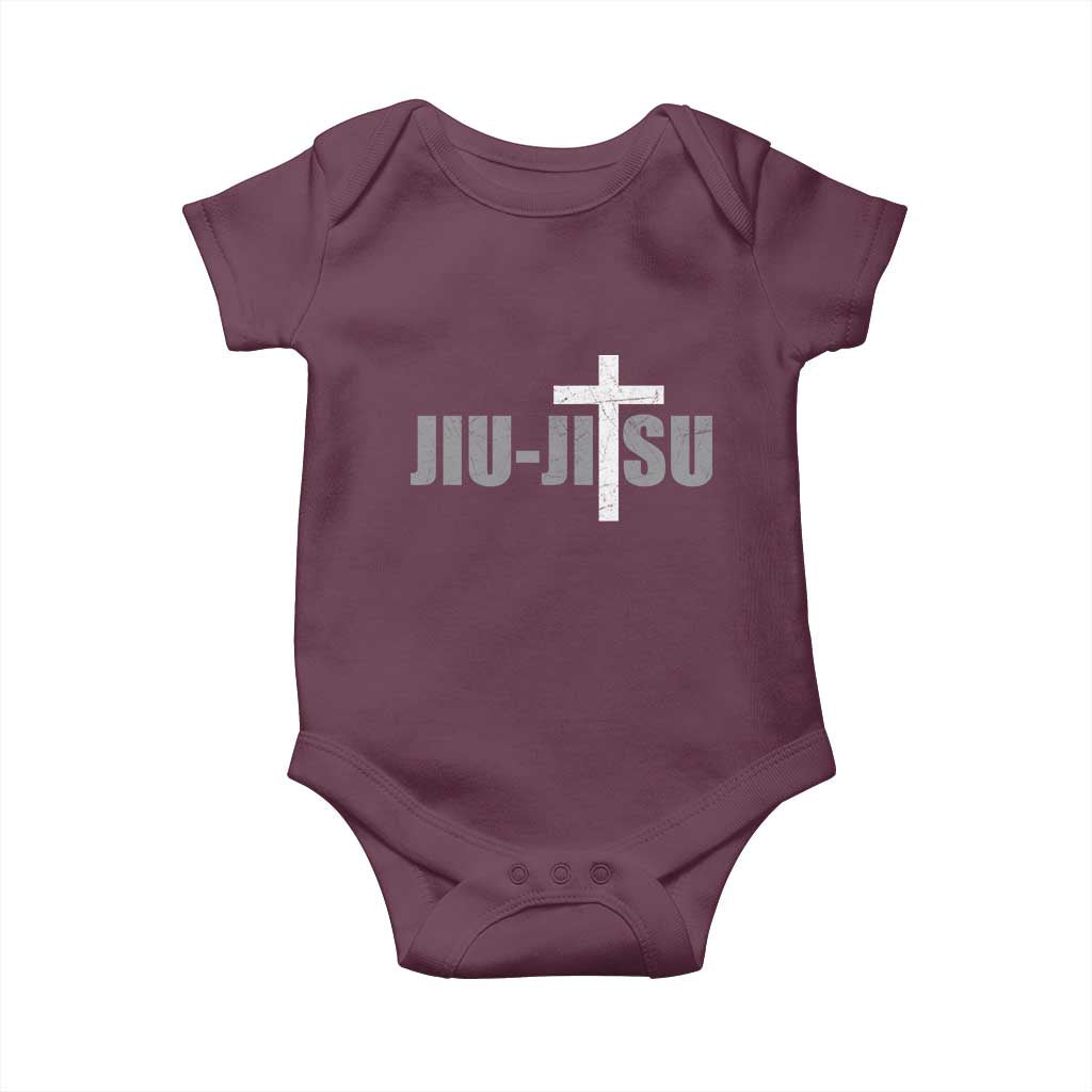 Jiu Jitsu Christian Cross Baby Onesie Retro Vintage Minimal Religious Faith TS10 Maroon Print Your Wear