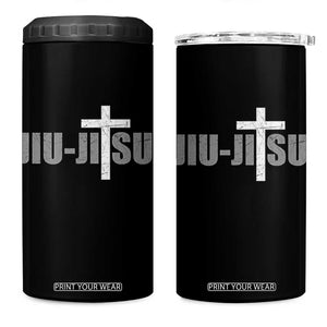 Jiu Jitsu Christian Cross 4 in 1 Can Cooler Tumbler Retro Vintage Minimal Religious Faith TS10 One Size: 16 oz Black Print Your Wear