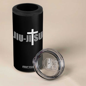 Jiu Jitsu Christian Cross 4 in 1 Can Cooler Tumbler Retro Vintage Minimal Religious Faith TS10 Print Your Wear