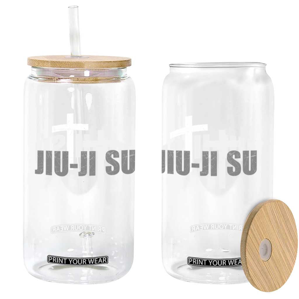 Jiu Jitsu Christian Cross Glass Can Retro Vintage Minimal Religious Faith TS10 Print Your Wear