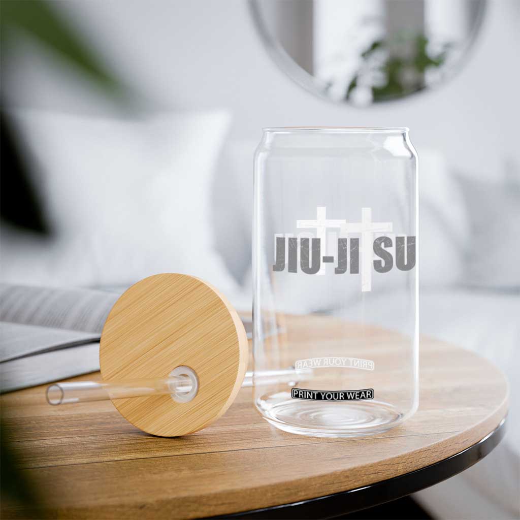 Jiu Jitsu Christian Cross Glass Can Retro Vintage Minimal Religious Faith TS10 Print Your Wear