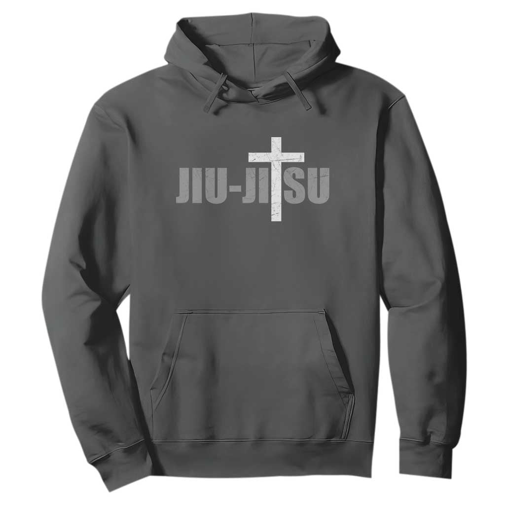 Jiu Jitsu Christian Cross Hoodie Retro Vintage Minimal Religious Faith TS10 Dark Heather Print Your Wear