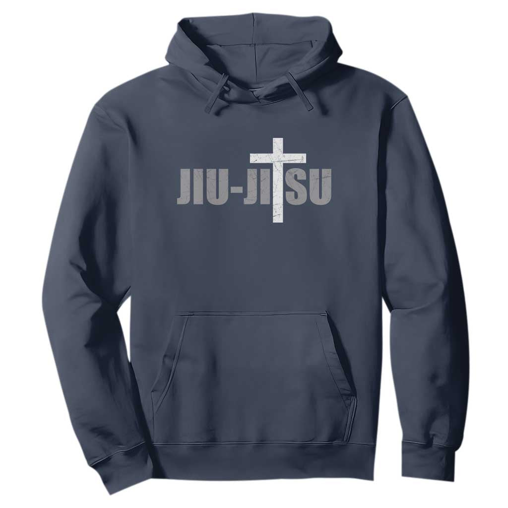 Jiu Jitsu Christian Cross Hoodie Retro Vintage Minimal Religious Faith TS10 Navy Print Your Wear