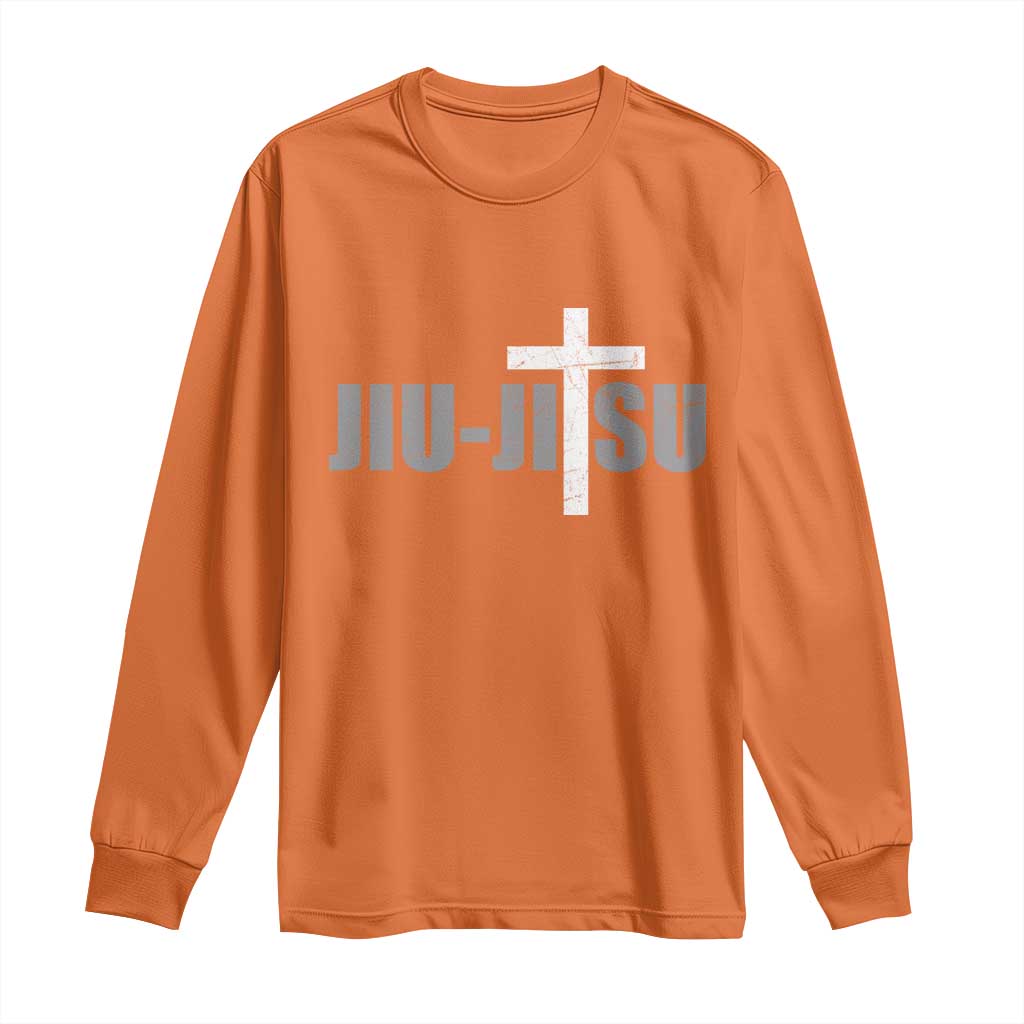 Jiu Jitsu Christian Cross Long Sleeve Shirt Retro Vintage Minimal Religious Faith TS10 Orange Print Your Wear