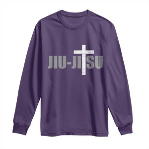 Jiu Jitsu Christian Cross Long Sleeve Shirt Retro Vintage Minimal Religious Faith TS10 Purple Print Your Wear