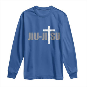 Jiu Jitsu Christian Cross Long Sleeve Shirt Retro Vintage Minimal Religious Faith TS10 Royal Blue Print Your Wear