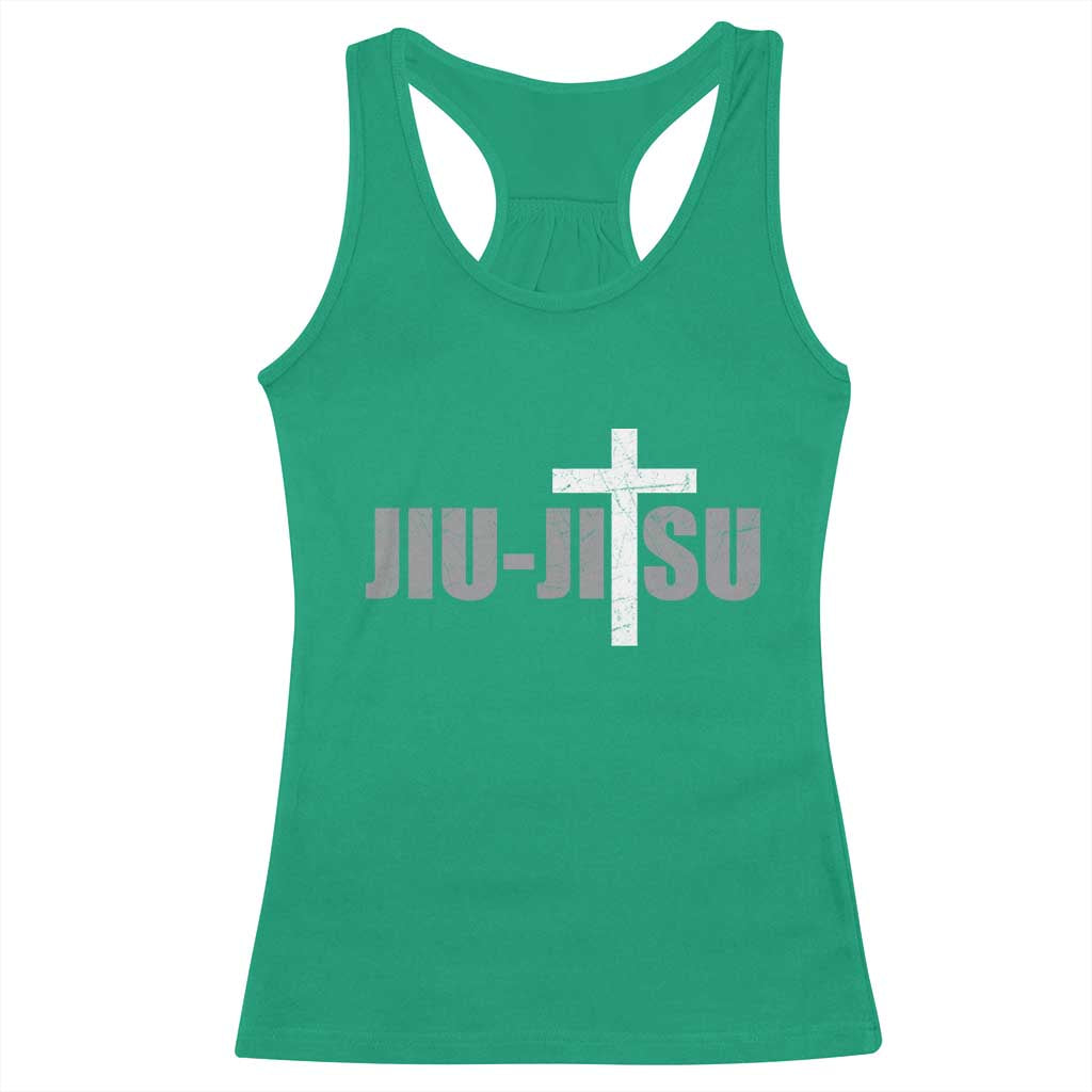 Jiu Jitsu Christian Cross Racerback Tank Top Retro Vintage Minimal Religious Faith TS10 Irish Green Print Your Wear