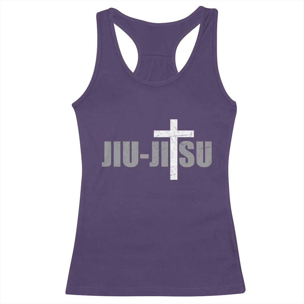 Jiu Jitsu Christian Cross Racerback Tank Top Retro Vintage Minimal Religious Faith TS10 Purple Print Your Wear