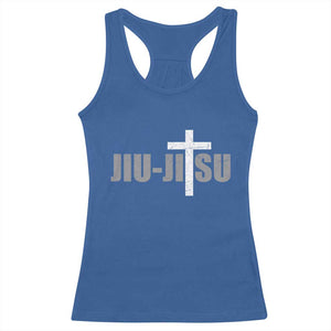 Jiu Jitsu Christian Cross Racerback Tank Top Retro Vintage Minimal Religious Faith TS10 Royal Blue Print Your Wear
