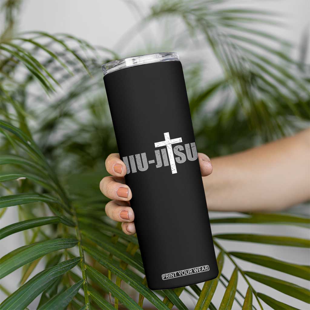 Jiu Jitsu Christian Cross Skinny Tumbler Retro Vintage Minimal Religious Faith TS10 Print Your Wear