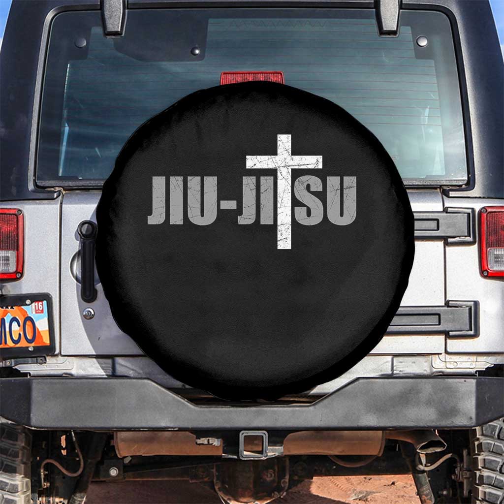 Jiu Jitsu Christian Cross Spare Tire Cover Retro Vintage Minimal Religious Faith TS10 No hole Black Print Your Wear