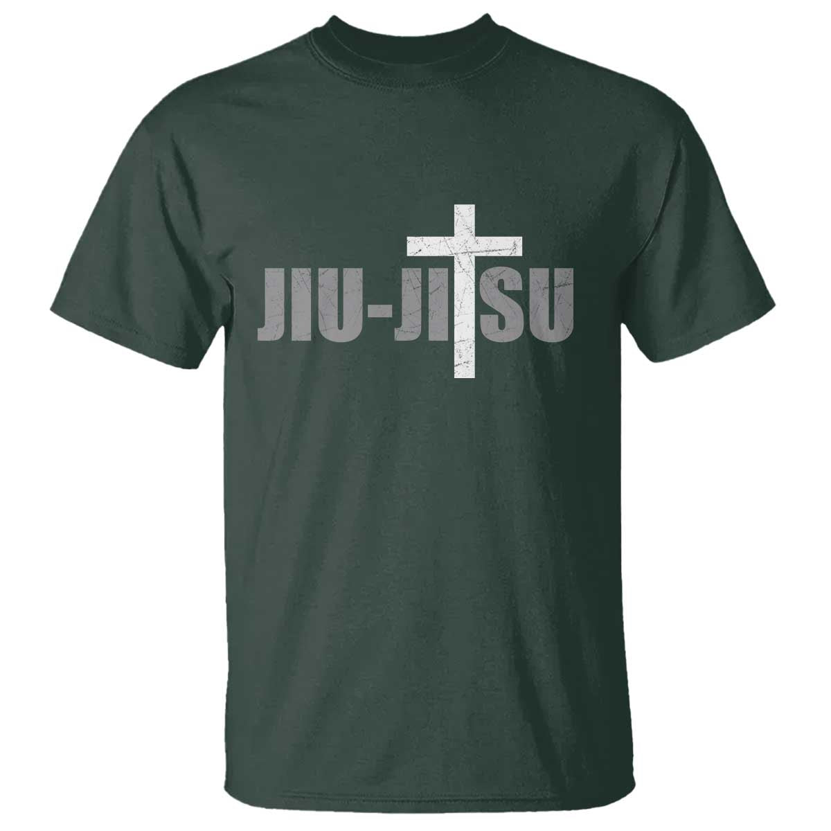 Jiu Jitsu Christian Cross T Shirt Retro Vintage Minimal Religious Faith TS10 Dark Forest Green Print Your Wear