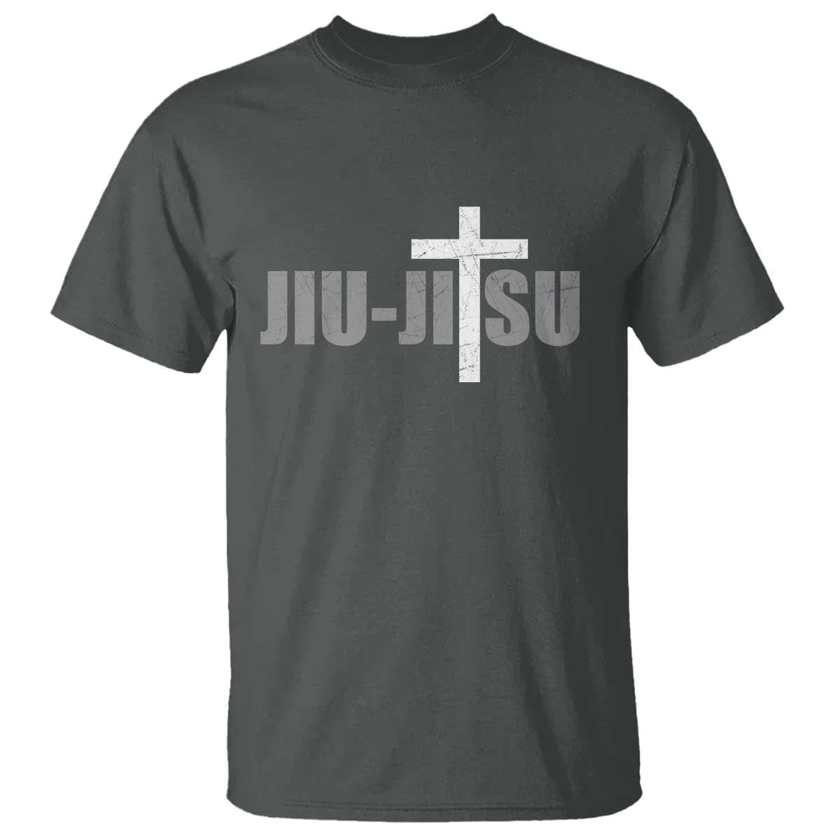 Jiu Jitsu Christian Cross T Shirt Retro Vintage Minimal Religious Faith TS10 Dark Heather Print Your Wear