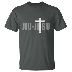 Jiu Jitsu Christian Cross T Shirt Retro Vintage Minimal Religious Faith TS10 Dark Heather Print Your Wear