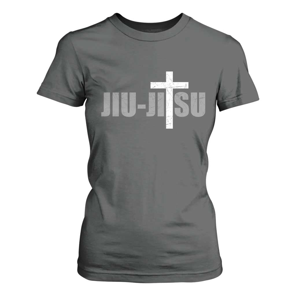 Jiu Jitsu Christian Cross T Shirt For Women Retro Vintage Minimal Religious Faith TS10 Dark Heather Print Your Wear