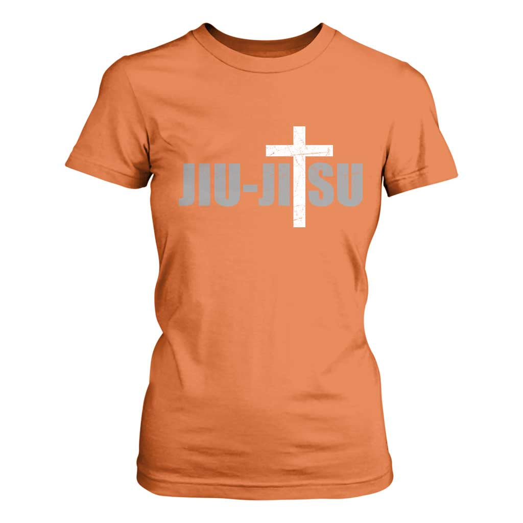 Jiu Jitsu Christian Cross T Shirt For Women Retro Vintage Minimal Religious Faith TS10 Orange Print Your Wear