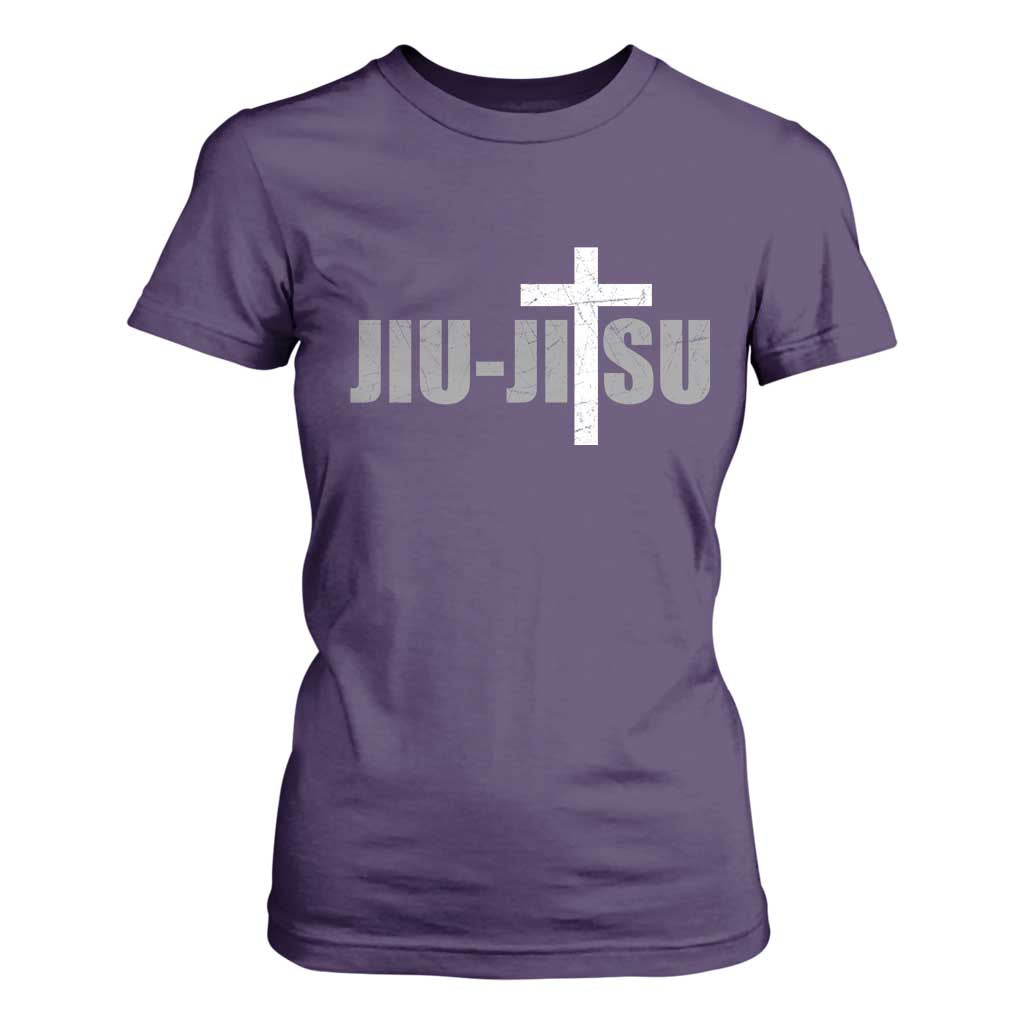 Jiu Jitsu Christian Cross T Shirt For Women Retro Vintage Minimal Religious Faith TS10 Purple Print Your Wear