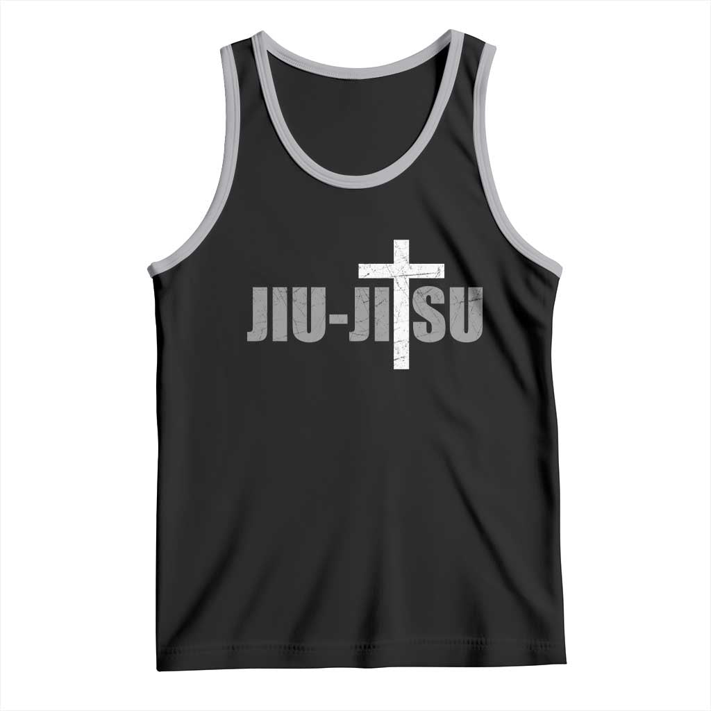 Jiu Jitsu Christian Cross Tank Top Retro Vintage Minimal Religious Faith TS10 Black Athletic Heather Print Your Wear