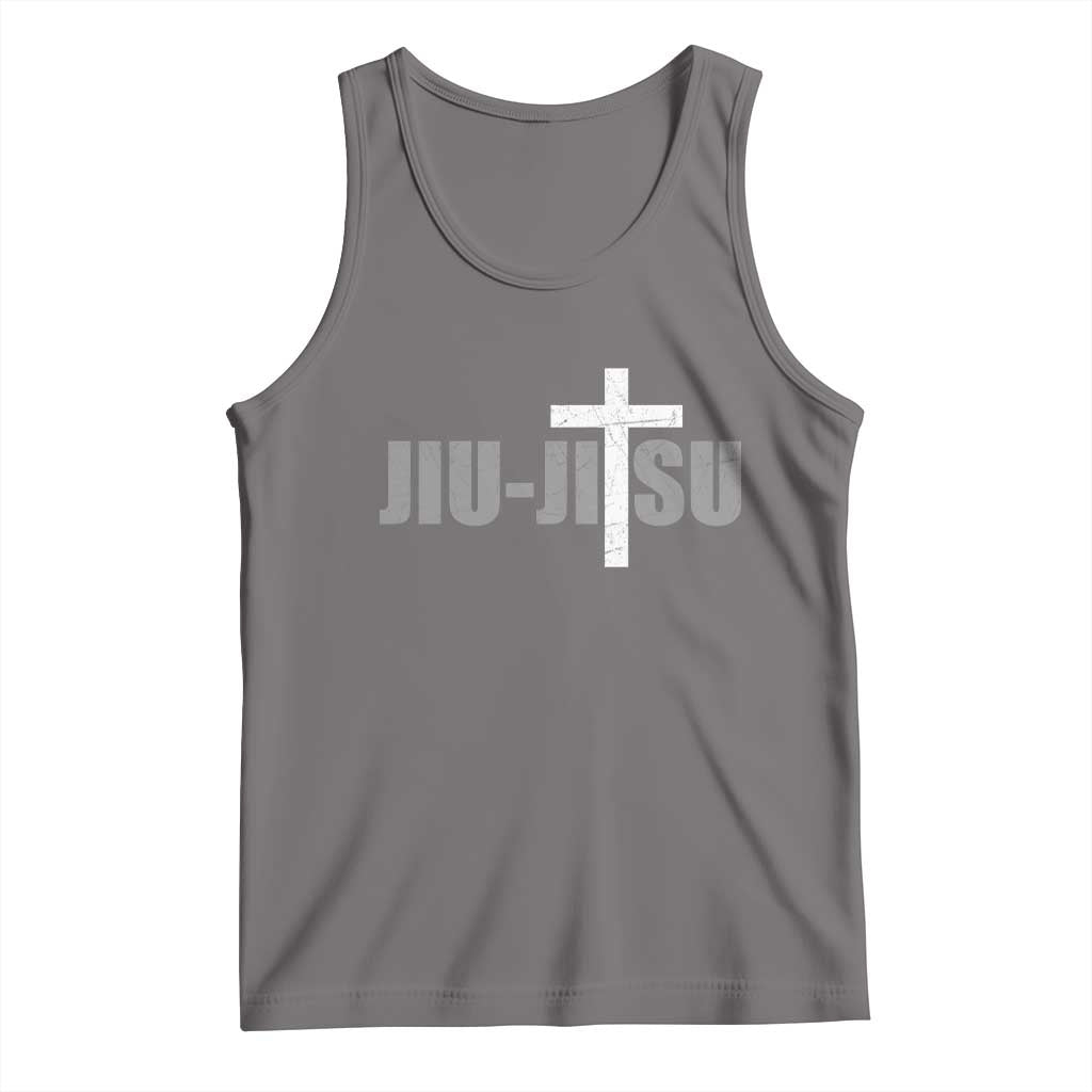 Jiu Jitsu Christian Cross Tank Top Retro Vintage Minimal Religious Faith TS10 Deep Heather Print Your Wear