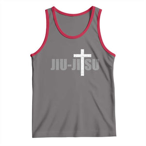 Jiu Jitsu Christian Cross Tank Top Retro Vintage Minimal Religious Faith TS10 Deep Heather Red Print Your Wear